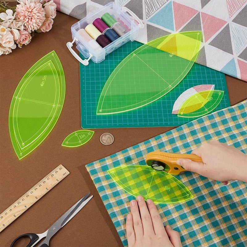 BENECREAT 6PCS Horse Eye Quilting Templates Set, 1"" 2"" 3"" 4"" 5"" 6"" Bright Yellow Reusable Acrylic Quilting Template with Film Protection for Woodworking, Quilting Sewing Needlework Craft, Hole: 3mm - Image 3